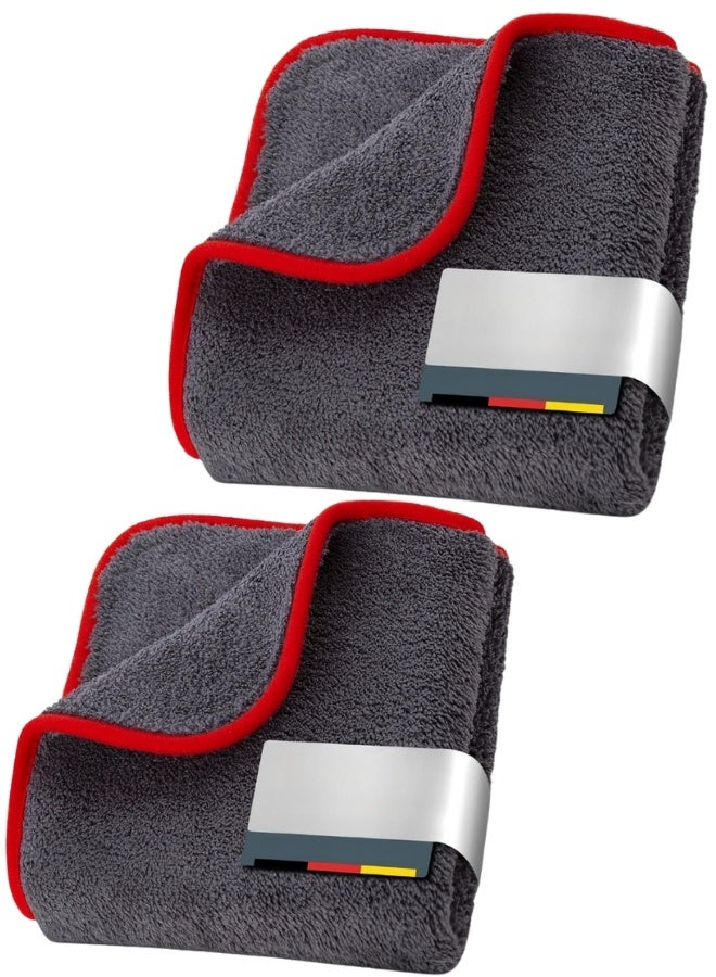 Happy Home 2 Pack Professional Premium Microfiber Car Drying Towel, Super Absorbent with Twisted Loop Technology, Streak and Scratch Free Drying for Cars 40 x 40cm (Grey) - Image 1