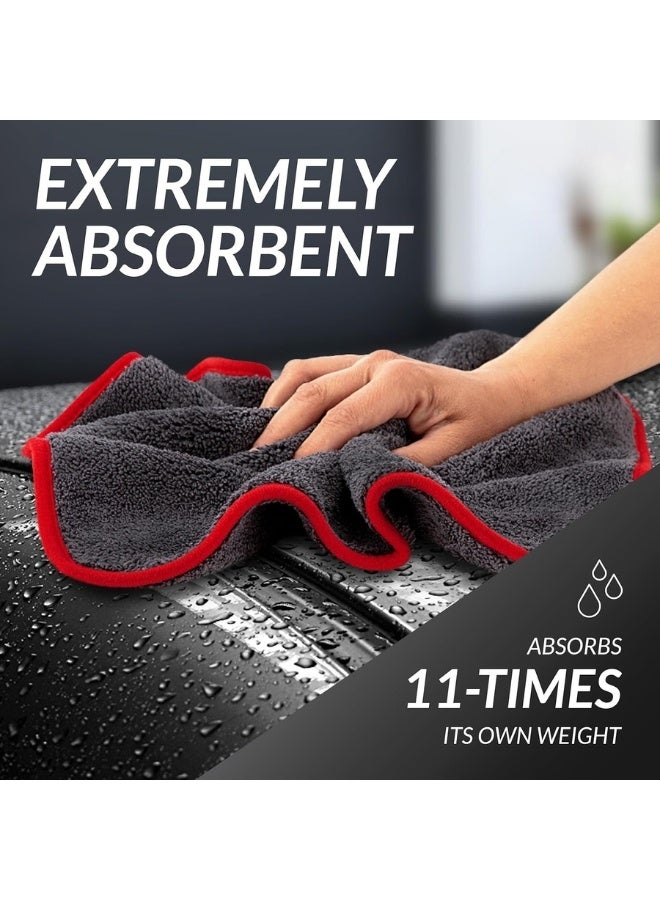 Happy Home 2 Pack Professional Premium Microfiber Car Drying Towel, Super Absorbent with Twisted Loop Technology, Streak and Scratch Free Drying for Cars 40 x 40cm (Grey) - Image 5