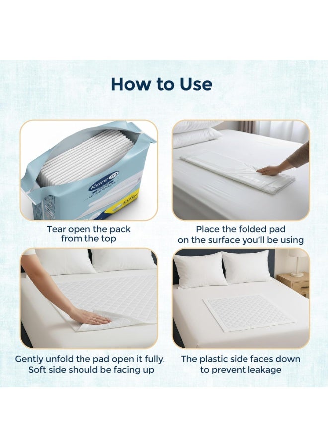 KareIn Premium Underpads For Adults, Large 60 x 90 cm, 20 Unit, Highly Absorbent, Anti-Bacterial, Rash Protection, Leak Proof, Protects Surfaces from Incontinence, Odor Control, Super Soft - Image 2
