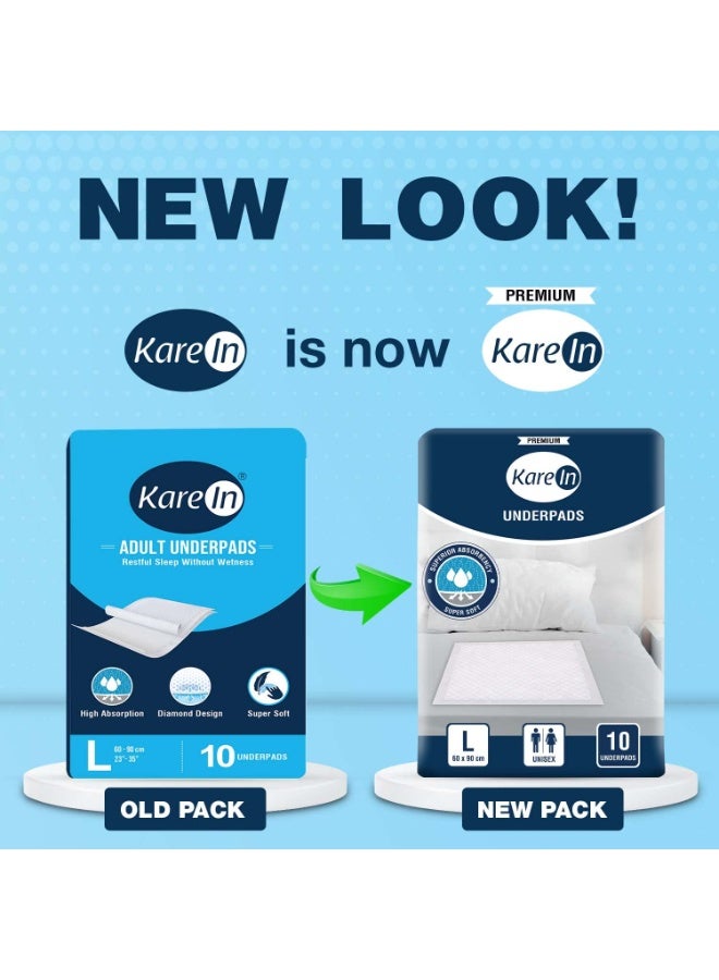 KareIn Premium Underpads For Adults, Large 60 x 90 cm, 20 Unit, Highly Absorbent, Anti-Bacterial, Rash Protection, Leak Proof, Protects Surfaces from Incontinence, Odor Control, Super Soft - Image 3