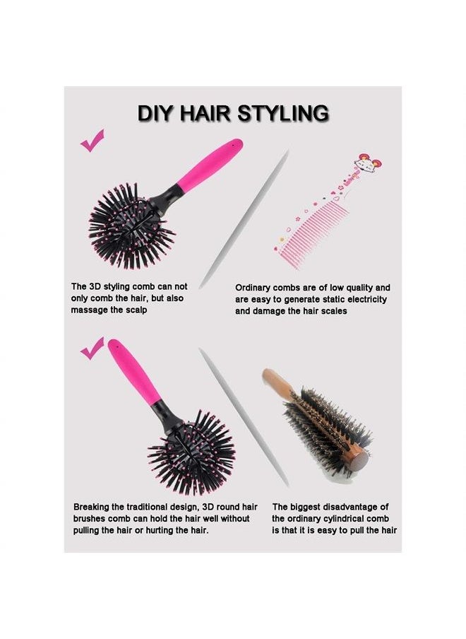 Aaiffey - 3D Round Hair Brushes for Women Blow Drying Detangling Hairbrush 360 Degree Styling Hair Brush for Thick Curly Hair Circle Hair Comb for Wet and Dry Hair - Image 1