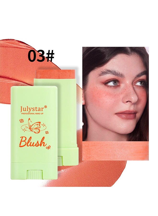 Julystar Blush Stick-  Waterproof Blush Makeup, Long Lasting 3 In 1 Cheek Blush & Lip Tint & Eye Shadow Makeup Stick, Cream Blush Makeup for All Skin Tones #03  - Image 2