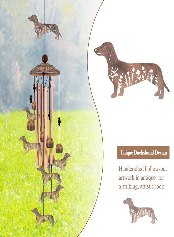 Howarmer Dachshund Wind Chimes for Outside, Metal Wiener Dog Gifts for Women/Men, Doxie Mom Birthday Memorial Windchimes Outdoors, Funny Dog Lover Garden Decor for Patio Yard, Durable Pet Loss Sympathy Gift - Image 2