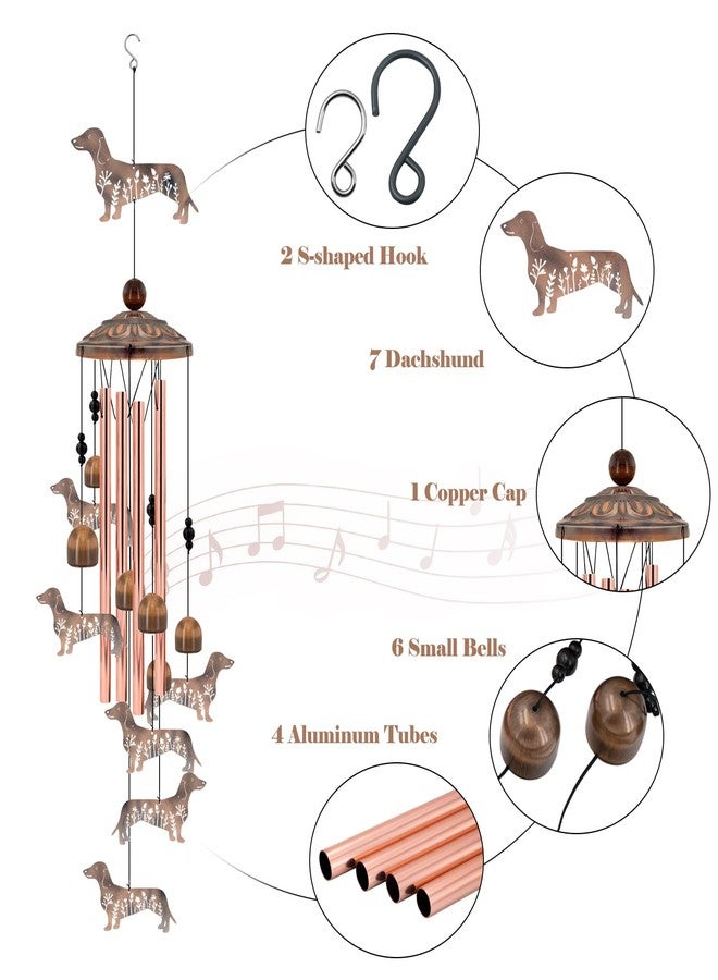 Howarmer Dachshund Wind Chimes for Outside, Metal Wiener Dog Gifts for Women/Men, Doxie Mom Birthday Memorial Windchimes Outdoors, Funny Dog Lover Garden Decor for Patio Yard, Durable Pet Loss Sympathy Gift - Image 3