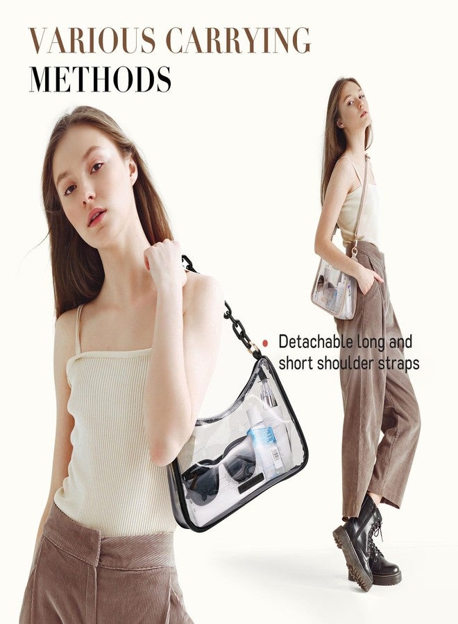 Missnine Clear Bag for Stadium Approved, Clear Crossbody Purse for Women Transparent Concert Handbag for Sports Stadium Events, Black - Image 2
