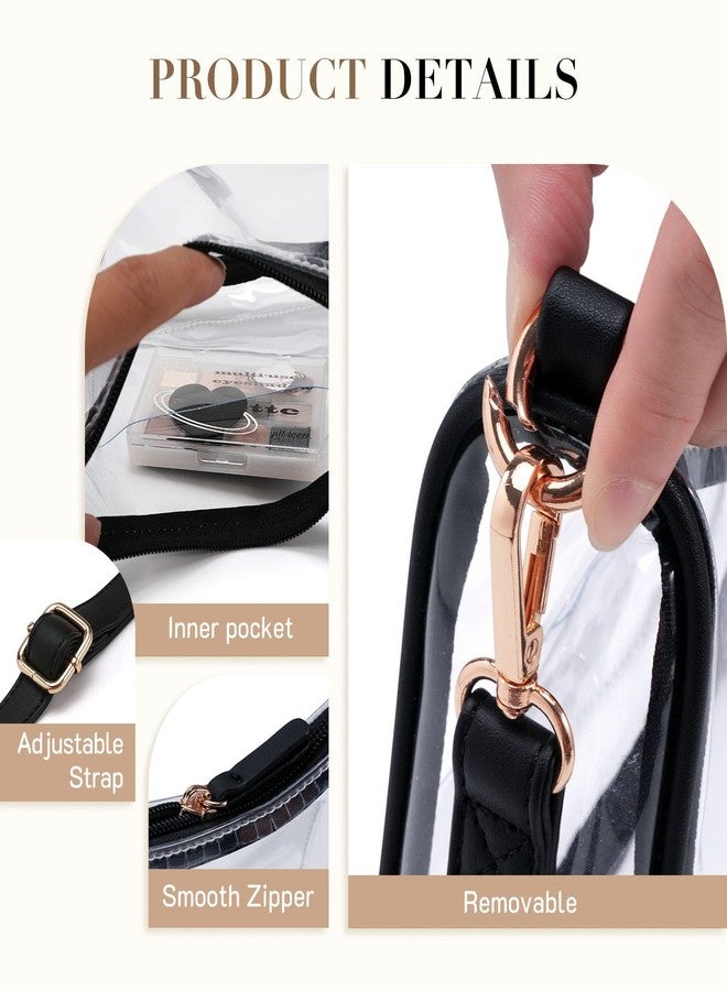 Missnine Clear Bag for Stadium Approved, Clear Crossbody Purse for Women Transparent Concert Handbag for Sports Stadium Events, Black - Image 4