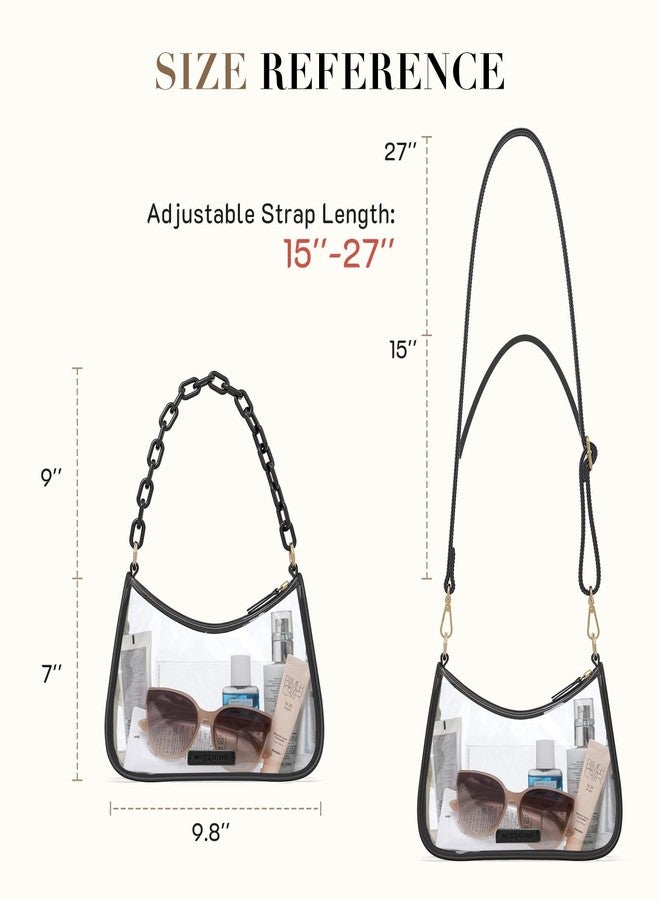 Missnine Clear Bag for Stadium Approved, Clear Crossbody Purse for Women Transparent Concert Handbag for Sports Stadium Events, Black - Image 5