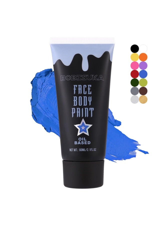 BOBISUKA BOBISUKA Blue Face Body Paint, Oil-based Cream Painting Kit, Blendable Facepaint for Halloween Avatar Smurf Mystique Cosplay, Costume, Parties, Stage, Theater, SFX Special Effect Makeup（2.1 Fl.oz） - Image 1