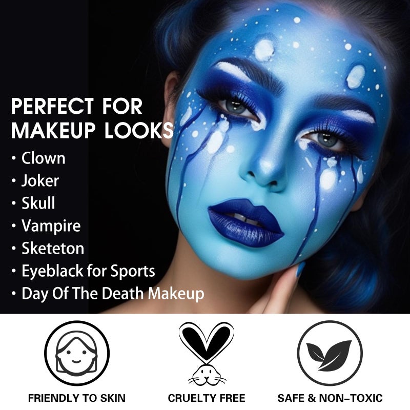 BOBISUKA Blue Face Body Paint, Oil-based Cream Painting Kit, Blendable Facepaint for Halloween Avatar Smurf Mystique Cosplay, Costume, Parties, Stage, Theater, SFX Special Effect Makeupï¼ˆ2.1 Fl.ozï¼‰ - Image 3