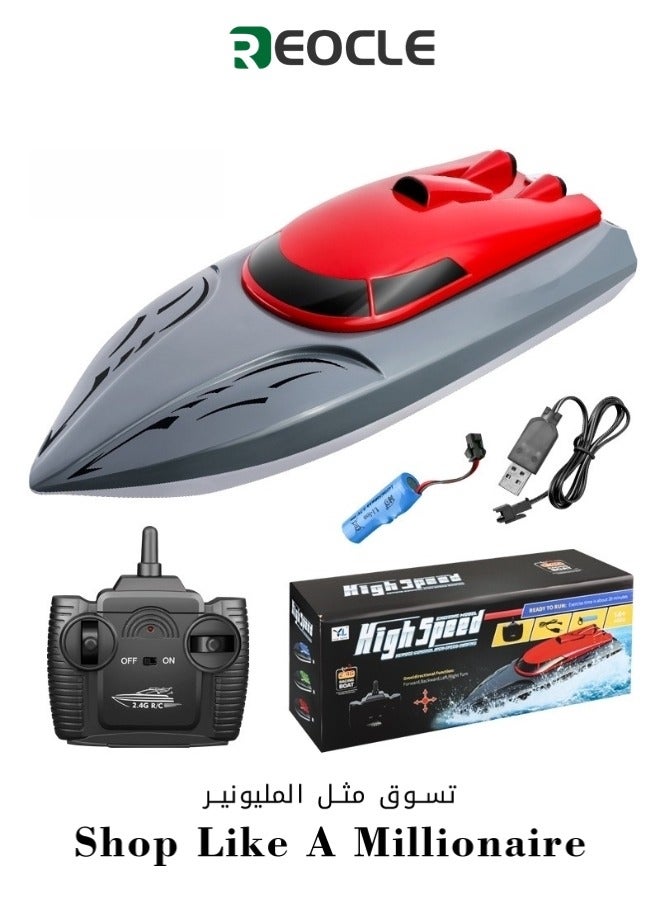 ريوكل قارب التحكم عن بعد قارب كهربائي عالي السرعة RC قارب مائي 18 كم/ساعة 2.4 جيجا هرتز قوارب سباق لعبة حمام سباحة للأطفال جهاز تحكم عن بعد لحمامات السباحة والبحيرات - Image 1