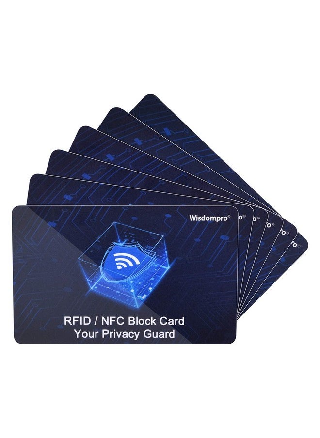 ويزدوم برو بطاقات حجب RFID، مجموعة من 6 قطع من واقي جواز السفر لبطاقات الخصم والائتمان والبطاقات المصرفية بدون تلامس للرجال والنساء، حماية كاملة للمحفظة والحقيبة - أزرق  - Image 1
