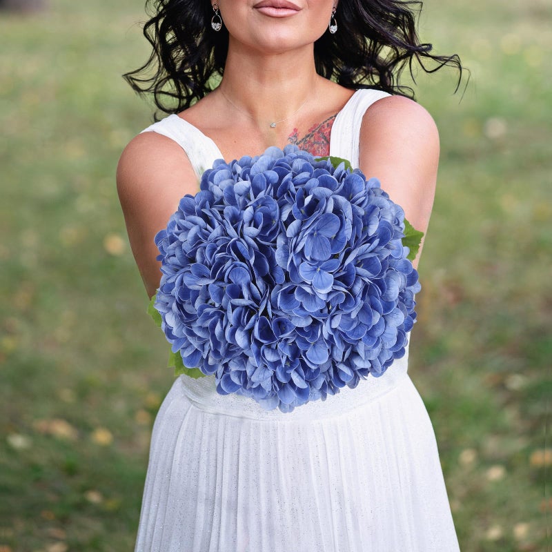 IPOPU 6PCS Real Touch Hydrangea Artificial Flowers Royal Blue Fake Hydrangeas with Stems Latex Realistic Faux Hydrangea Flowers for Wedding Centerpiece Floral Arrangements Home Decor (Royal Blue) - Image 5