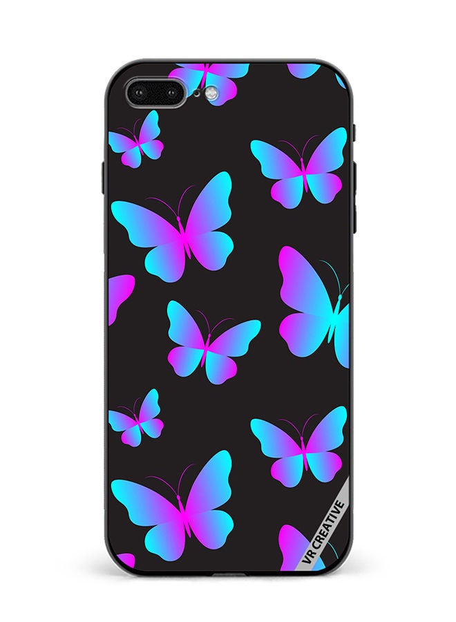 VR CREATIVE Protective Case Cover For Apple iPhone 7 Plus/8 Plus Neon Butterflies Seamless Pattern Design Multicolour - Image 1