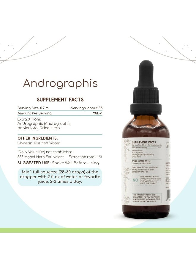 HerbEra Andrographis B60 Alcohol-Free Herbal Extract Tincture, made with Organic Andrographis (Fah talai jone, Chuan Xin Lian, Andrographis paniculata) Dried Herb (2 fl oz)  - Image 4