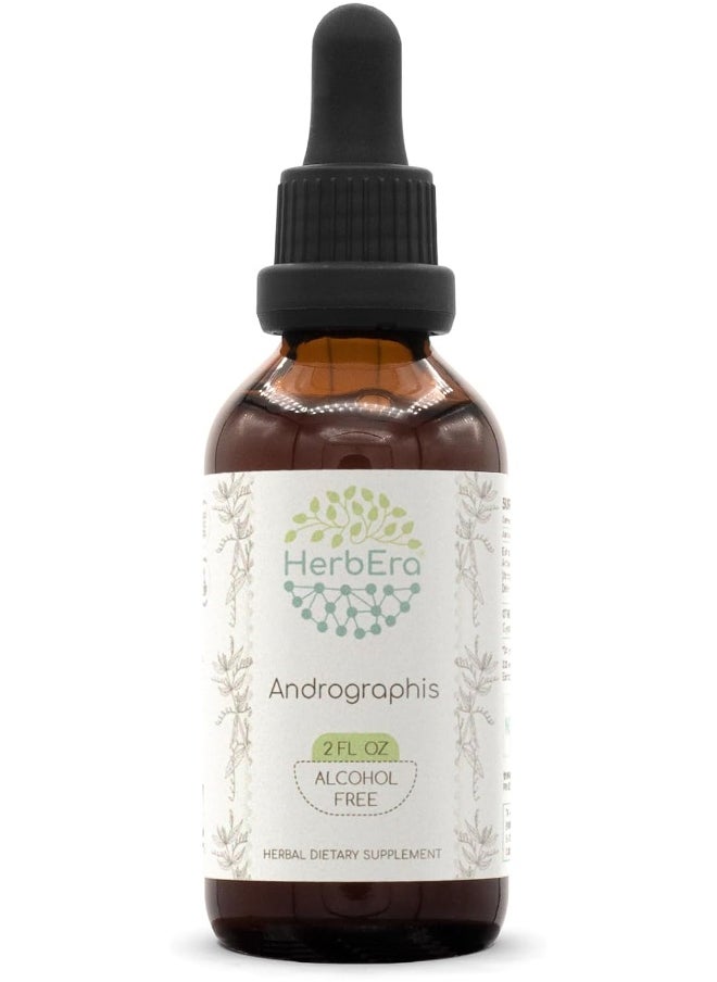 HerbEra Andrographis B60 Alcohol-Free Herbal Extract Tincture, made with Organic Andrographis (Fah talai jone, Chuan Xin Lian, Andrographis paniculata) Dried Herb (2 fl oz)  - Image 1