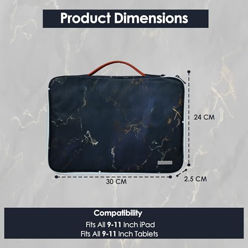 Probus Black Gold Marble Printed Canvas Tablet Sleeve Case Cover for Upto 11.5 inch for iPad 10.2/iPad 10.9/Pro 11/iPad 9.7/Lenovo Tab/Oppo Pad Air/Realme Pad X/Xiaomi pad 5/Redmi Pad Tablets - Image 2