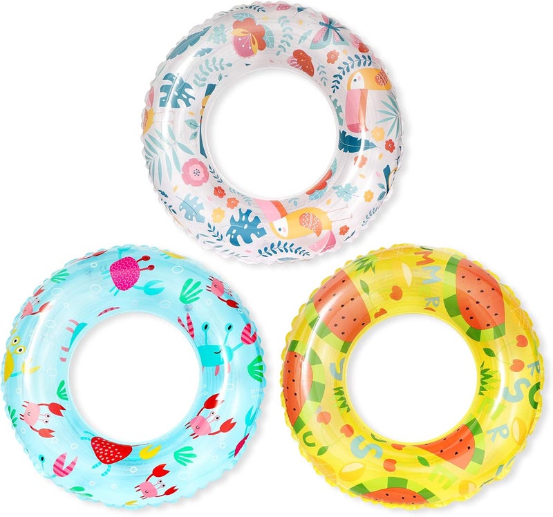 Mulic Inflatable Pool Floats for Children Kids - 3 Pack Swim Ring Tube Toys for Swimming Pool Outdoor Beach Party - Image 1