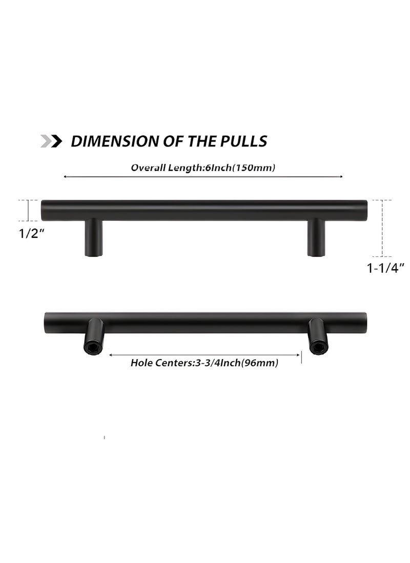 FIRST PRO 5 Pack Kitchen Cabinet Handles, 96mm Stainless Steel Kitchen Door Handles, 150mm Hole Center T Bar Drawer Cupboard Handles with Screws, Kitchen Drawer Pulls for Bathroom Bedroom Wardrobe  - Image 1