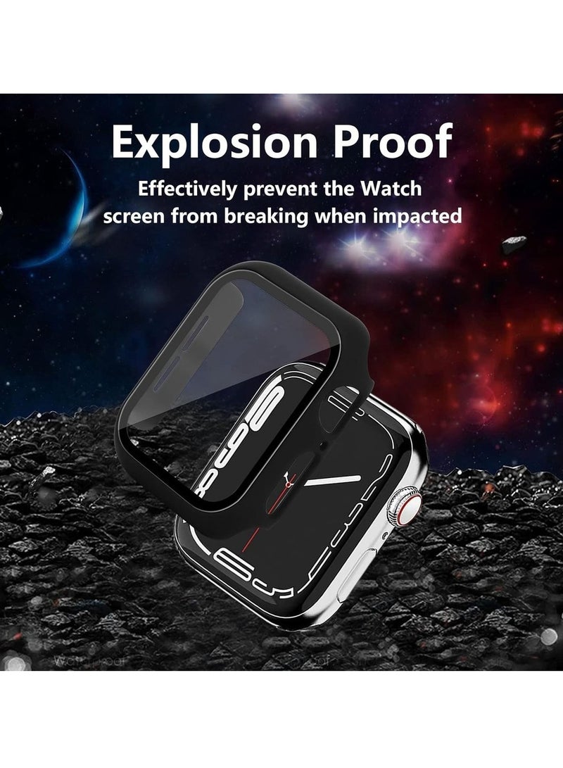 4 Pack PC Case Cover With Screen Protector Compatible With Apple Watch SE 6 5 4 44mm Tempered Glass Screen Protector Overall Protective Cover For IWatch SE 6 5 4 44mm - Image 3