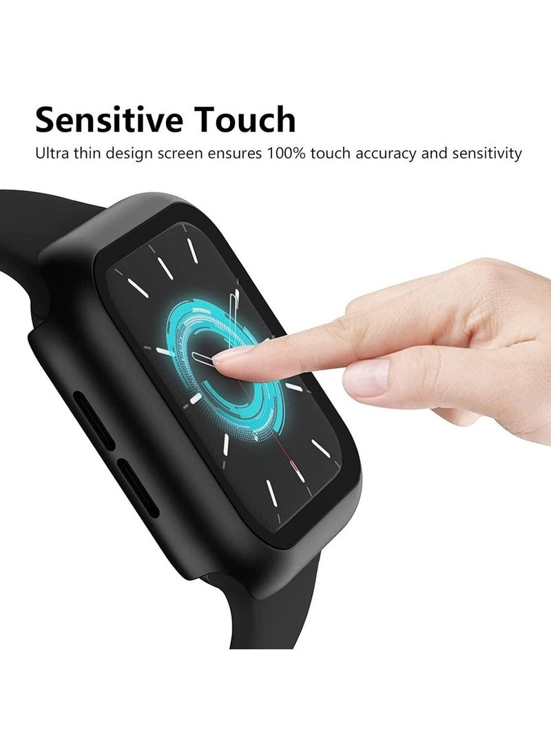 4 Pack PC Case Cover With Screen Protector Compatible With Apple Watch SE 6 5 4 44mm Tempered Glass Screen Protector Overall Protective Cover For IWatch SE 6 5 4 44mm - Image 2