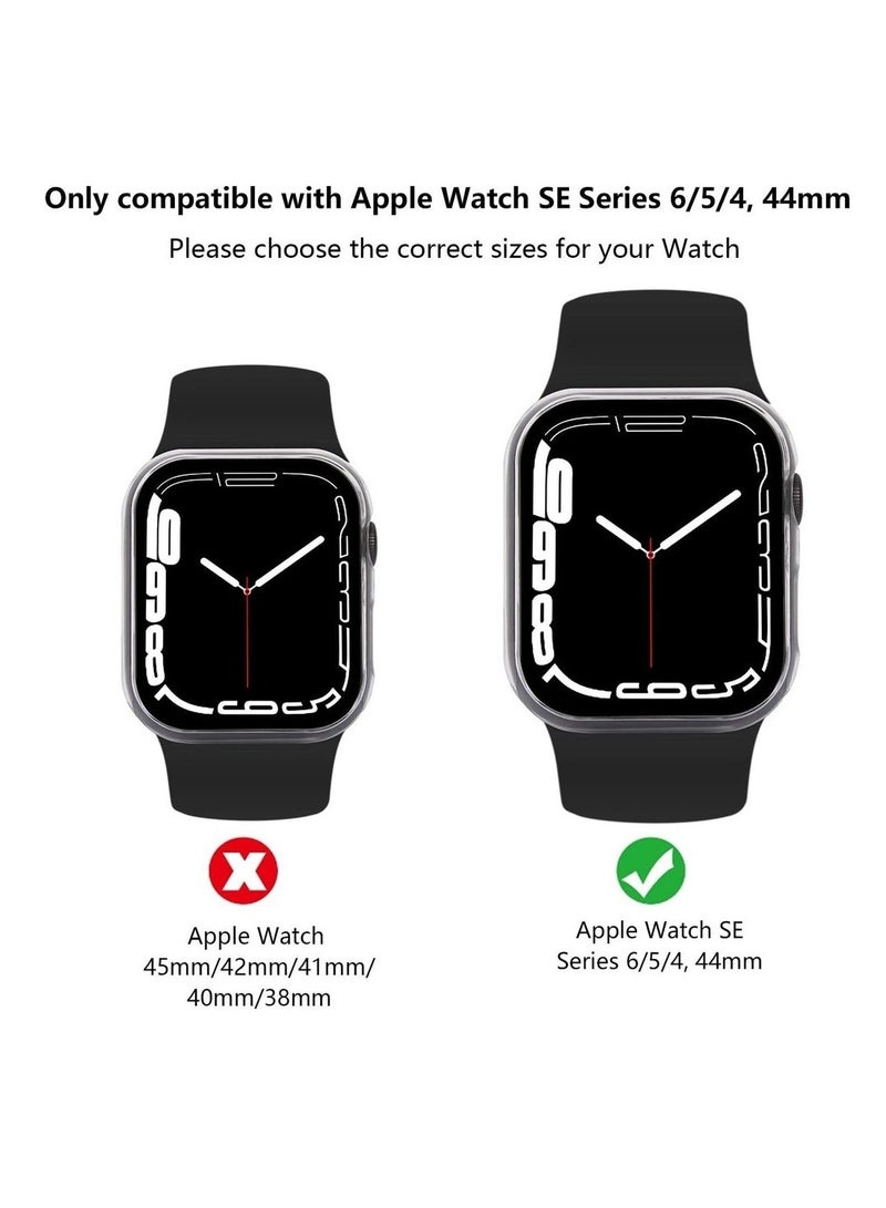 4 Pack PC Case Cover With Screen Protector Compatible With Apple Watch SE 6 5 4 44mm Tempered Glass Screen Protector Overall Protective Cover For IWatch SE 6 5 4 44mm - Image 4