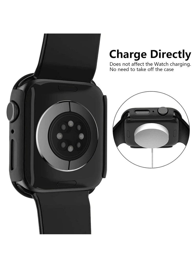 4 Pack PC Case Cover With Screen Protector Compatible With Apple Watch SE 6 5 4 44mm Tempered Glass Screen Protector Overall Protective Cover For IWatch SE 6 5 4 44mm - Image 5