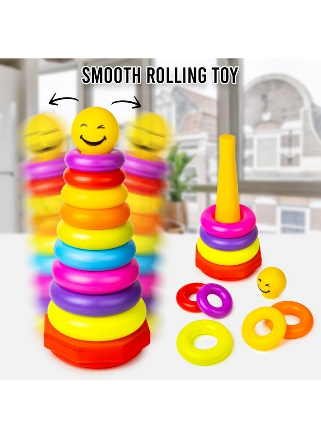 Ratna's Smiley Stacking Ring Jumbo Plastic Multicolour Different Size 9 Rings Tower Stack Up Educational Toys for Kids & Toddlers 1+ Years - Image 2
