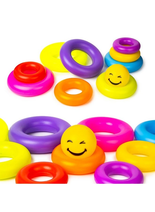 Ratna's Smiley Stacking Ring Jumbo Plastic Multicolour Different Size 9 Rings Tower Stack Up Educational Toys for Kids & Toddlers 1+ Years - Image 3
