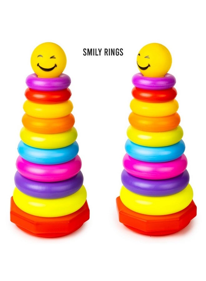 Ratna's Smiley Stacking Ring Jumbo Plastic Multicolour Different Size 9 Rings Tower Stack Up Educational Toys for Kids & Toddlers 1+ Years - Image 4