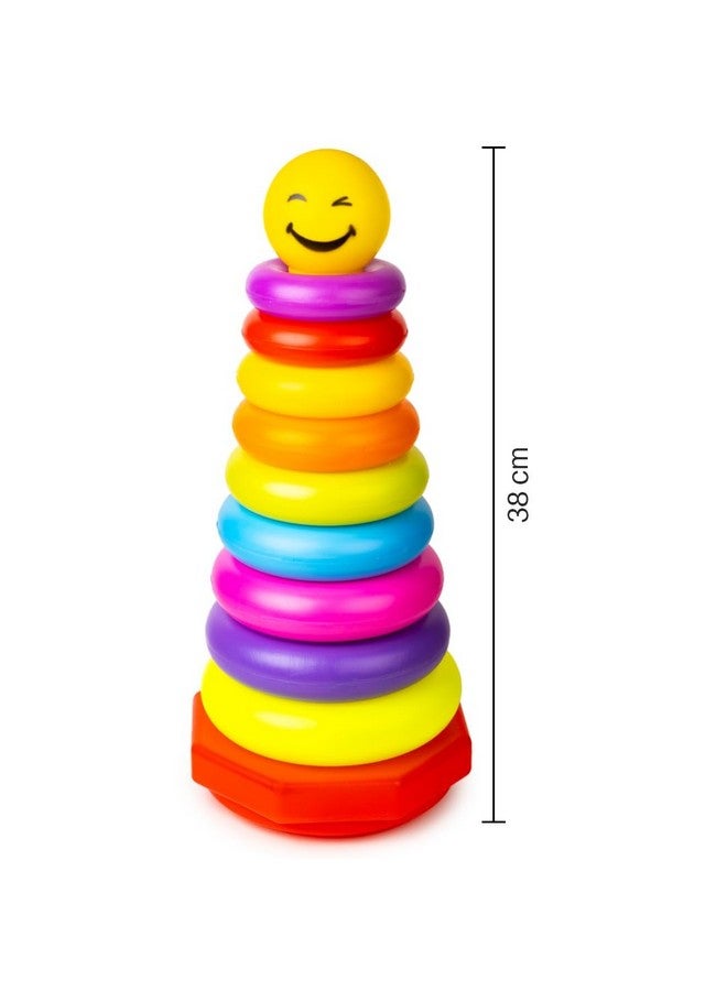 Ratna's Smiley Stacking Ring Jumbo Plastic Multicolour Different Size 9 Rings Tower Stack Up Educational Toys for Kids & Toddlers 1+ Years - Image 5