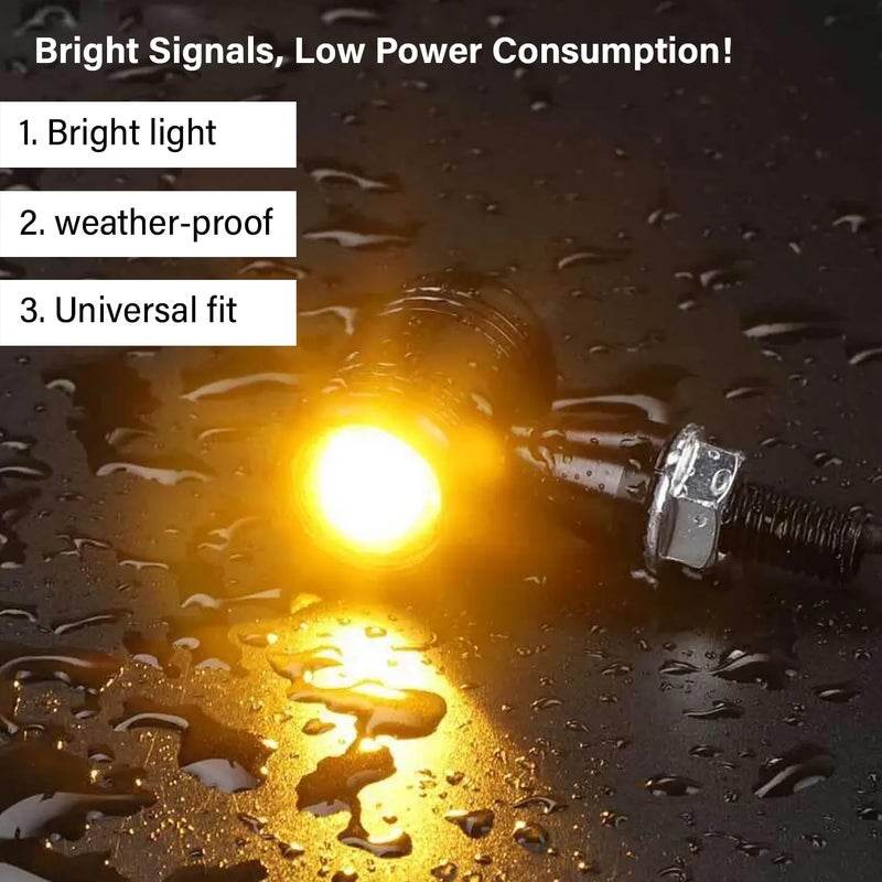 Pivalo أضواء إشارة الانعطاف LED بشكل رصاصة 12V ضوء مؤشر عالمي مع 21 وضع فلاش للدراجات النارية والدراجات (برتقالي، عبوة من 2) - Image 3