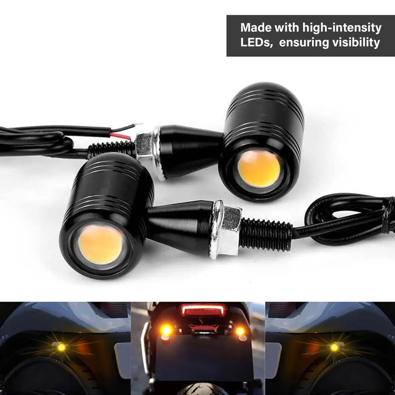 Pivalo أضواء إشارة الانعطاف LED بشكل رصاصة 12V ضوء مؤشر عالمي مع 21 وضع فلاش للدراجات النارية والدراجات (برتقالي، عبوة من 2) - Image 5