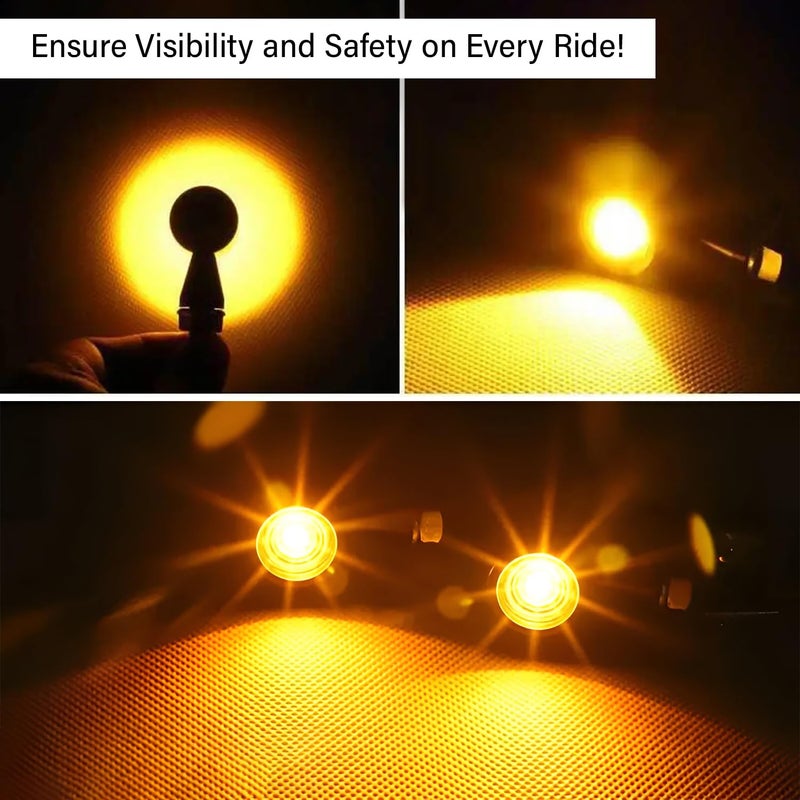 Pivalo أضواء إشارة الانعطاف LED بشكل رصاصة 12V ضوء مؤشر عالمي مع 21 وضع فلاش للدراجات النارية والدراجات (برتقالي، عبوة من 2) - Image 2