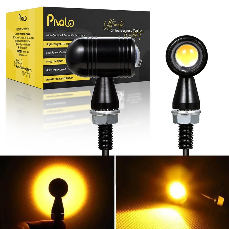Pivalo أضواء إشارة الانعطاف LED بشكل رصاصة 12V ضوء مؤشر عالمي مع 21 وضع فلاش للدراجات النارية والدراجات (برتقالي، عبوة من 2) - Image 1