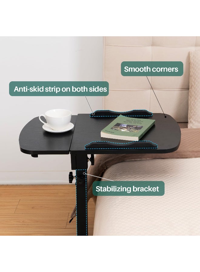 ZERIFAM Overbed Table with Wheels, Adjustable Overbed Table, Tilting Desktop, Rolling Laptop Desk for Bed, Sofa, Or Hospital Use, Mobile Standing Desks for Laptop, Notebook, And Meals (black) - Image 2