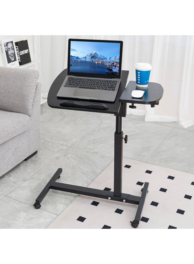 ZERIFAM Overbed Table with Wheels, Adjustable Overbed Table, Tilting Desktop, Rolling Laptop Desk for Bed, Sofa, Or Hospital Use, Mobile Standing Desks for Laptop, Notebook, And Meals (black) - Image 3