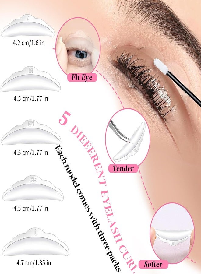 BEFACL 30 Lash Lift Rods Silicone Eyelash Pads 1 Eyelash Separator Tool with Separation Comb 3 Glue Rings 10 Y-shap Brushes 50 Cotton Swabs 1 Bag 50 Crystal Mascara Brushes 30 Pairs Eye Pads - Image 3