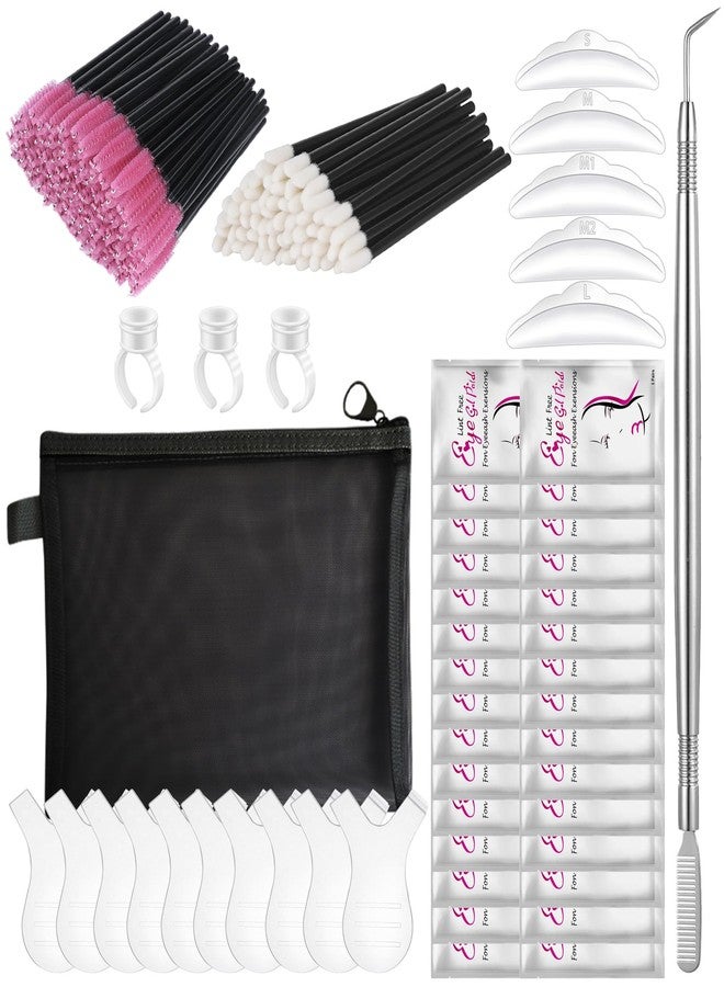 BEFACL 30 Lash Lift Rods Silicone Eyelash Pads 1 Eyelash Separator Tool with Separation Comb 3 Glue Rings 10 Y-shap Brushes 50 Cotton Swabs 1 Bag 50 Crystal Mascara Brushes 30 Pairs Eye Pads - Image 1