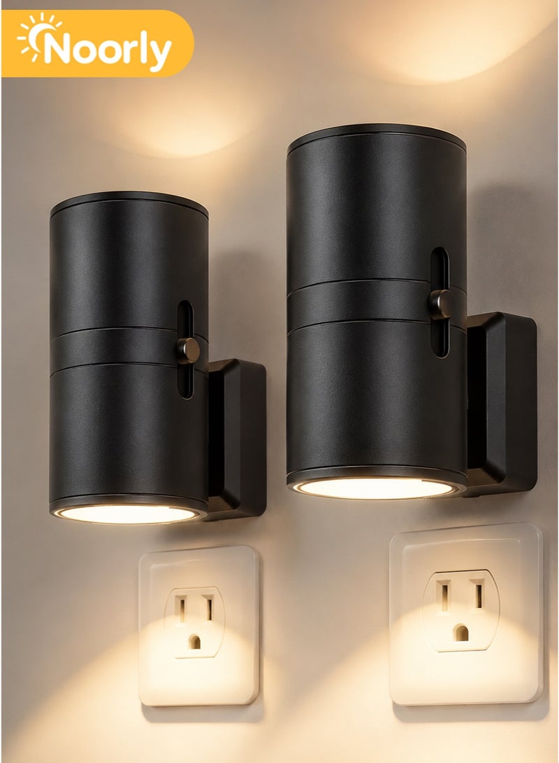 Noorly Night Light, Modern LED Night Lights Plug into Wall, Dusk to Dawn Sensor, Soft White 3000K, 0-100LM Adjustable Brightness, Dimmable Nightlight for Hallway, Bedroom, Stairway, 2 Pack - Image 1