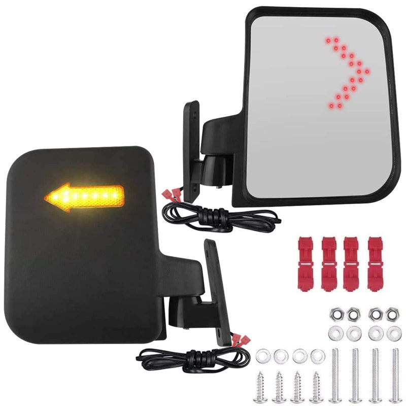 Universal Golf Cart Side Mirrors With Turn Signal Light Rear View Mirrors for Club Car Ezgo Yamaha