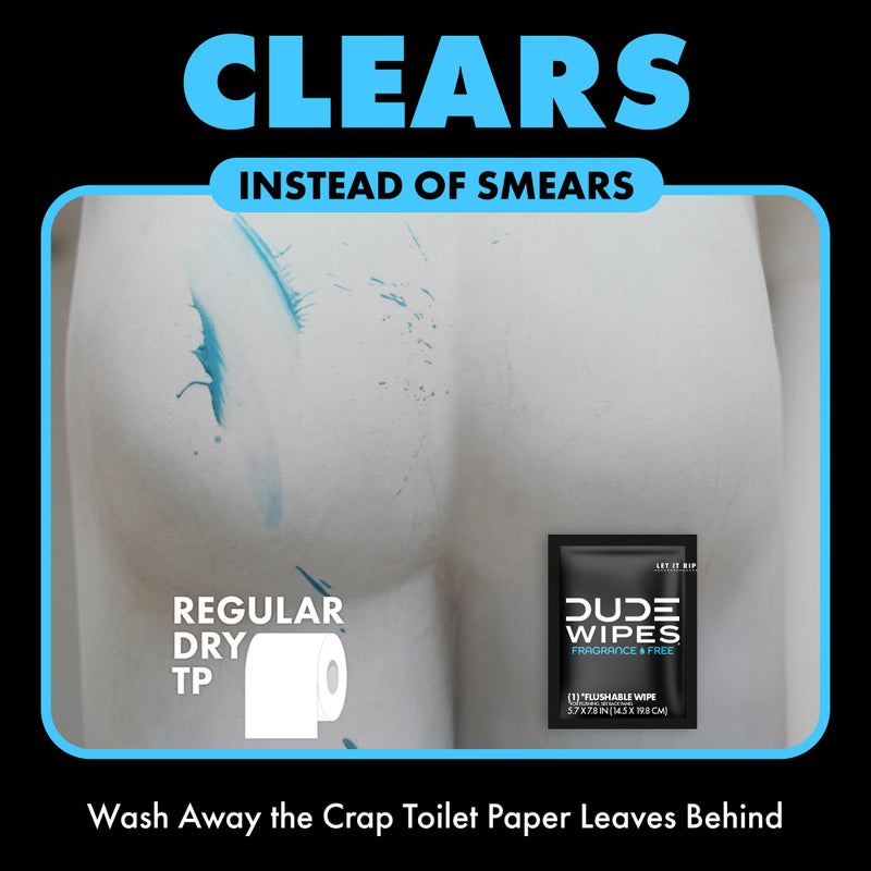 DUDE Wipes - On-The-Go Flushable Wipes - 2 Pack, 60 Wipes - Unscented Extra-Large Individually Wrapped Adult Wet Wipes - Vitamin E & Aloe - Septic and Sewer Safe - Image 2