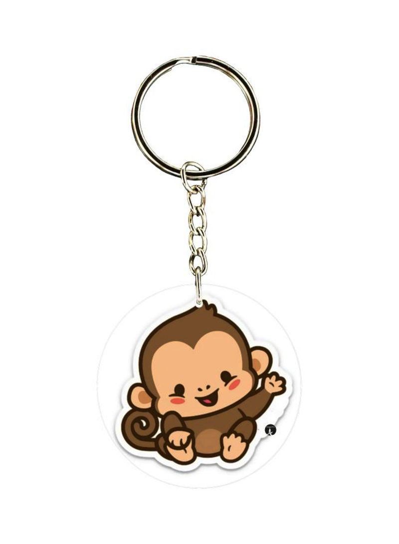 RKN Cartoon Monkey Printed Double Sided Keychain