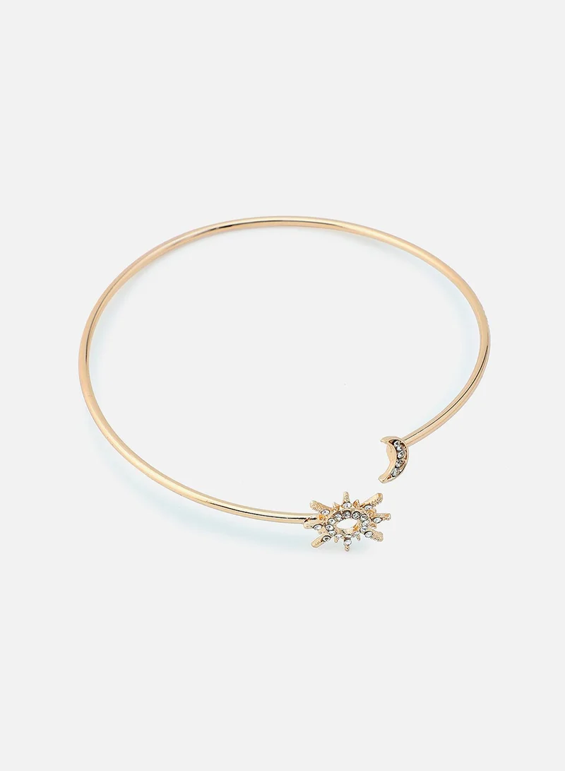 سوهي سوار مرصع بأحجار الراين مطلي بالذهب