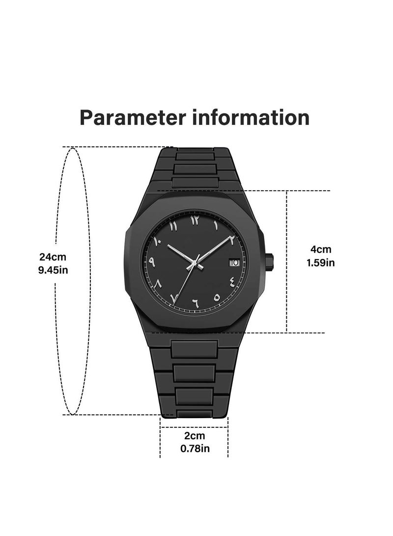 Minimalist Men’s Waterproof Quartz Watch – Lightweight, Casual Design with Arabic Calendar Display & Durable Plastic Build  - Image 2