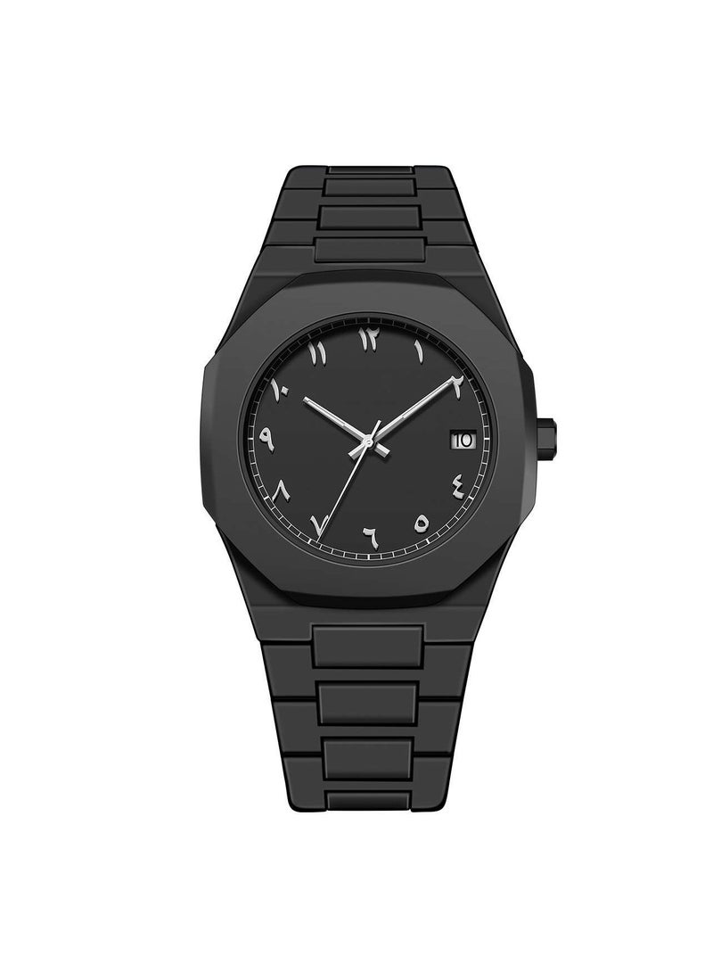 Minimalist Men’s Waterproof Quartz Watch – Lightweight, Casual Design with Arabic Calendar Display & Durable Plastic Build  - Image 1