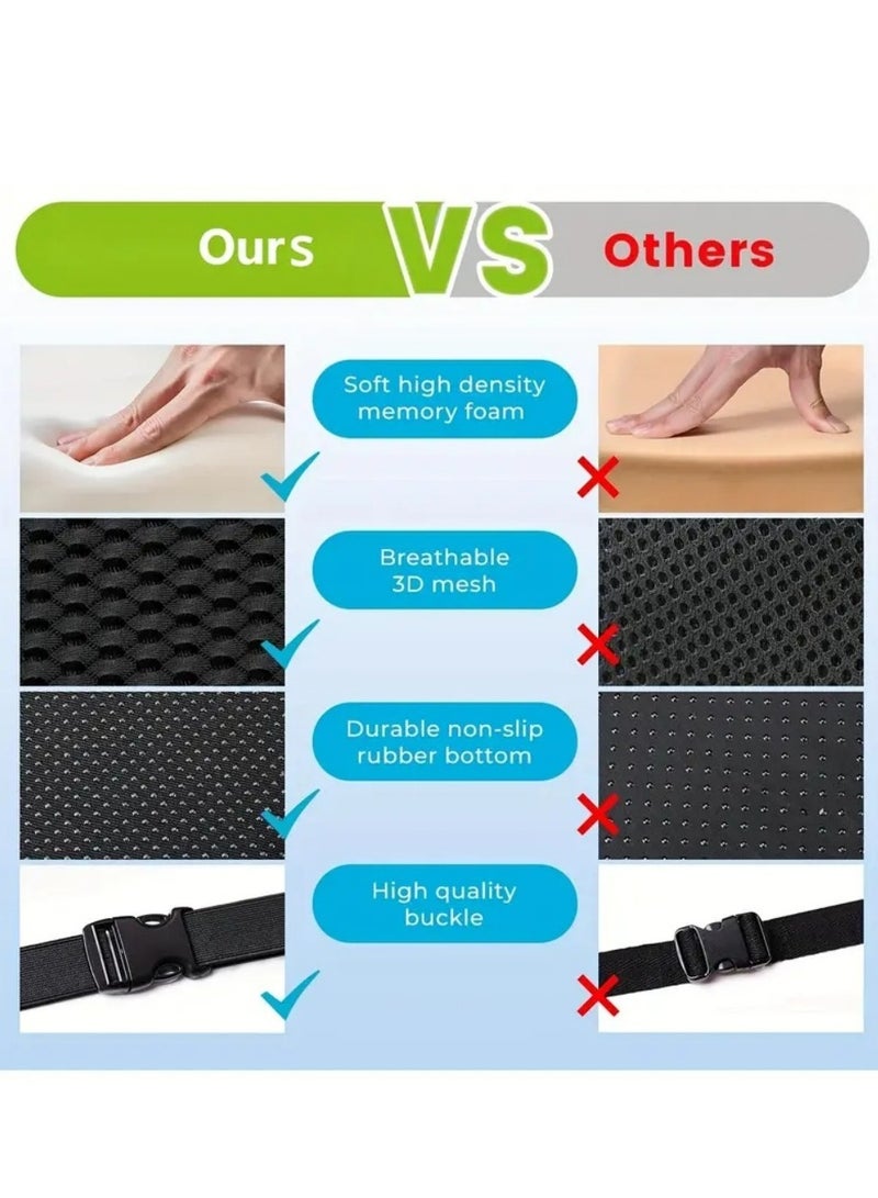 Wedge Seat Cushion for Car Seat Driver/Passenger- Car Seat Cushions for Driving Improve Vision/Posture - Memory Foam Car Seat Cushion for Hip Pain