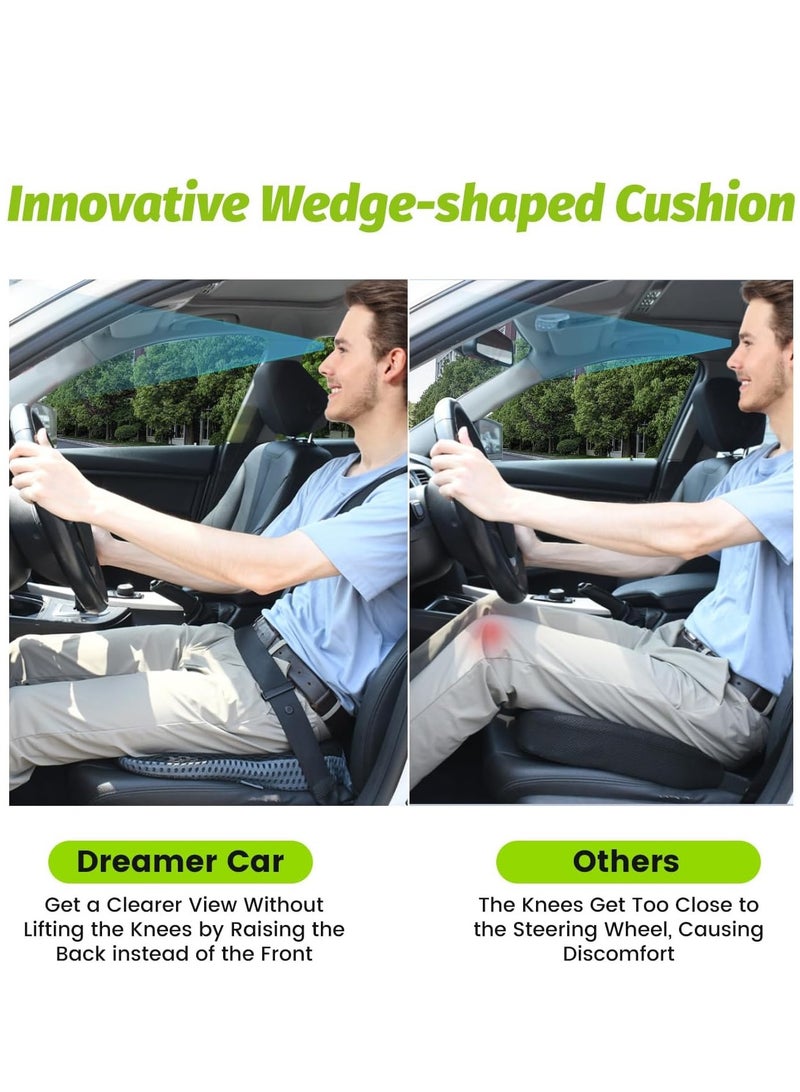 Wedge Seat Cushion for Car Seat Driver/Passenger- Car Seat Cushions for Driving Improve Vision/Posture - Memory Foam Car Seat Cushion for Hip Pain
