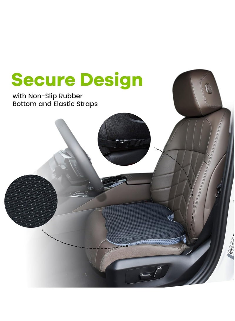 Wedge Seat Cushion for Car Seat Driver/Passenger- Car Seat Cushions for Driving Improve Vision/Posture - Memory Foam Car Seat Cushion for Hip Pain