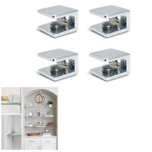 AWEN Glass Shelf Bracket Glass Clamp Holder Adjustable Clamp Shelf Clip for 6-10mm Thickness - 4pcs - Image 1