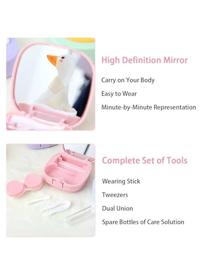 موكسو علة عدسات الاتصال الكرتوية اللطيفة ذات المرآة، مجموعة تخزي القع المحمولة، حامل صدوق عدسات الاتصال الكرتوي للمراقي عد السفر (أر الفراولة يضة مسلوقة) - Image 3